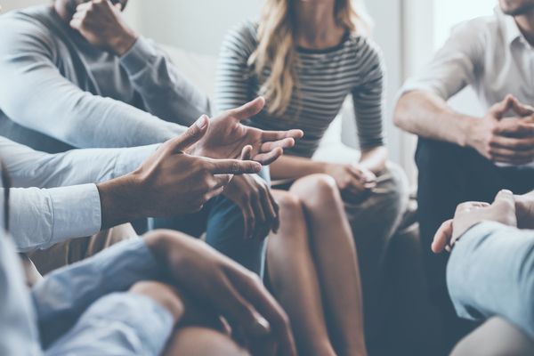 group talking about mental health